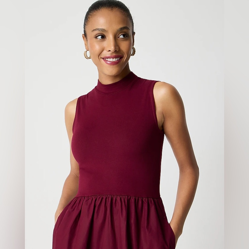 NWOT J.Crew Burgundy Sleeveless Midi Dress - Picture 2 of 4